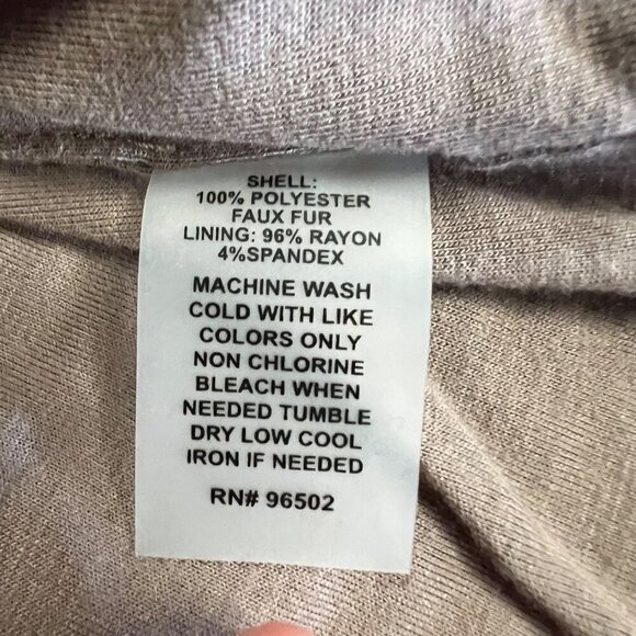 Krazy Kat Womens Hooded Vest Open Front Sherpa Faux Fur Beige Size Small - Picture 9 of 9